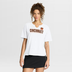 Cincinnati Bengals Women's Redzone Slub Boxy T-Shirt - White T-shirts