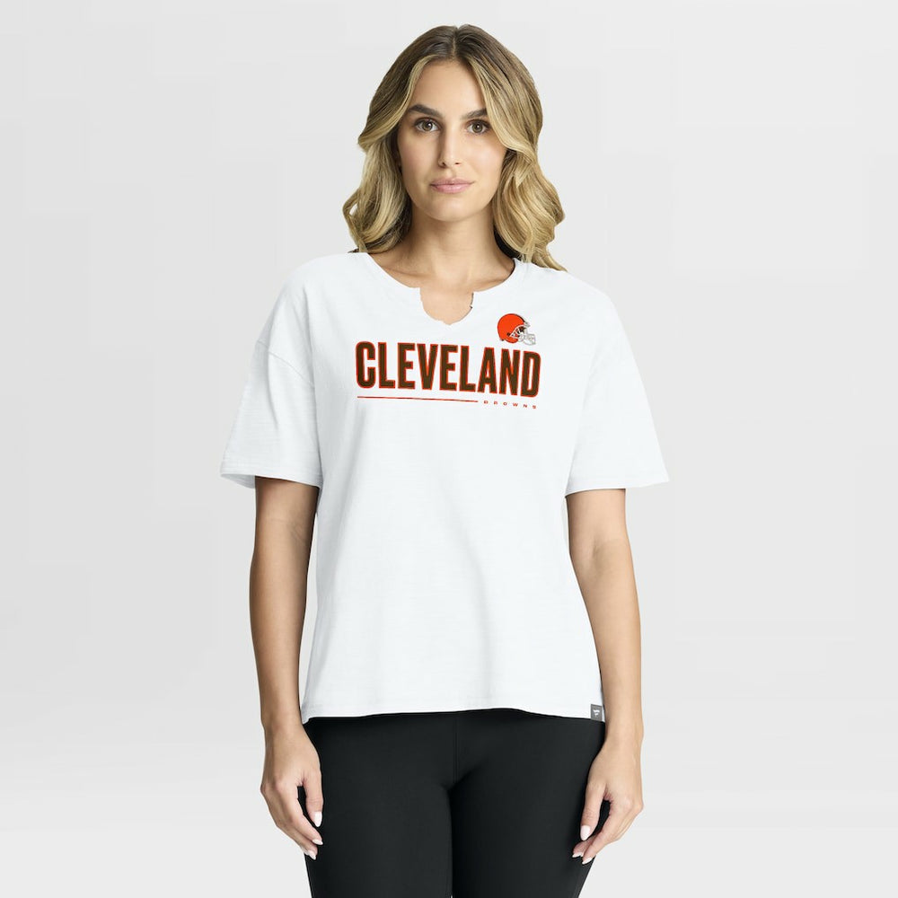Cleveland Browns Women's Redzone Slub Boxy T-Shirt - White T-shirts