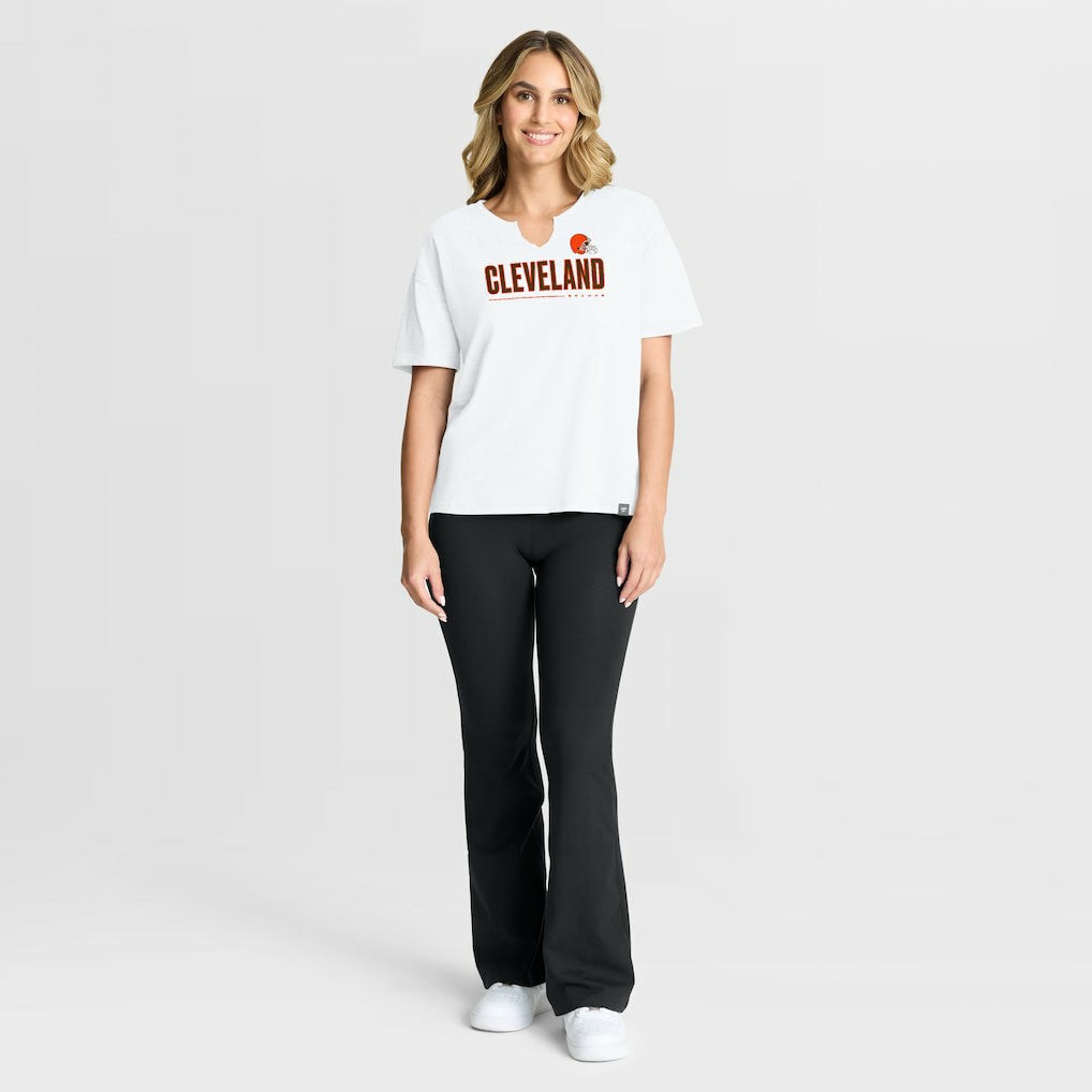Cleveland Browns Women's Redzone Slub Boxy T-Shirt - White T-shirts