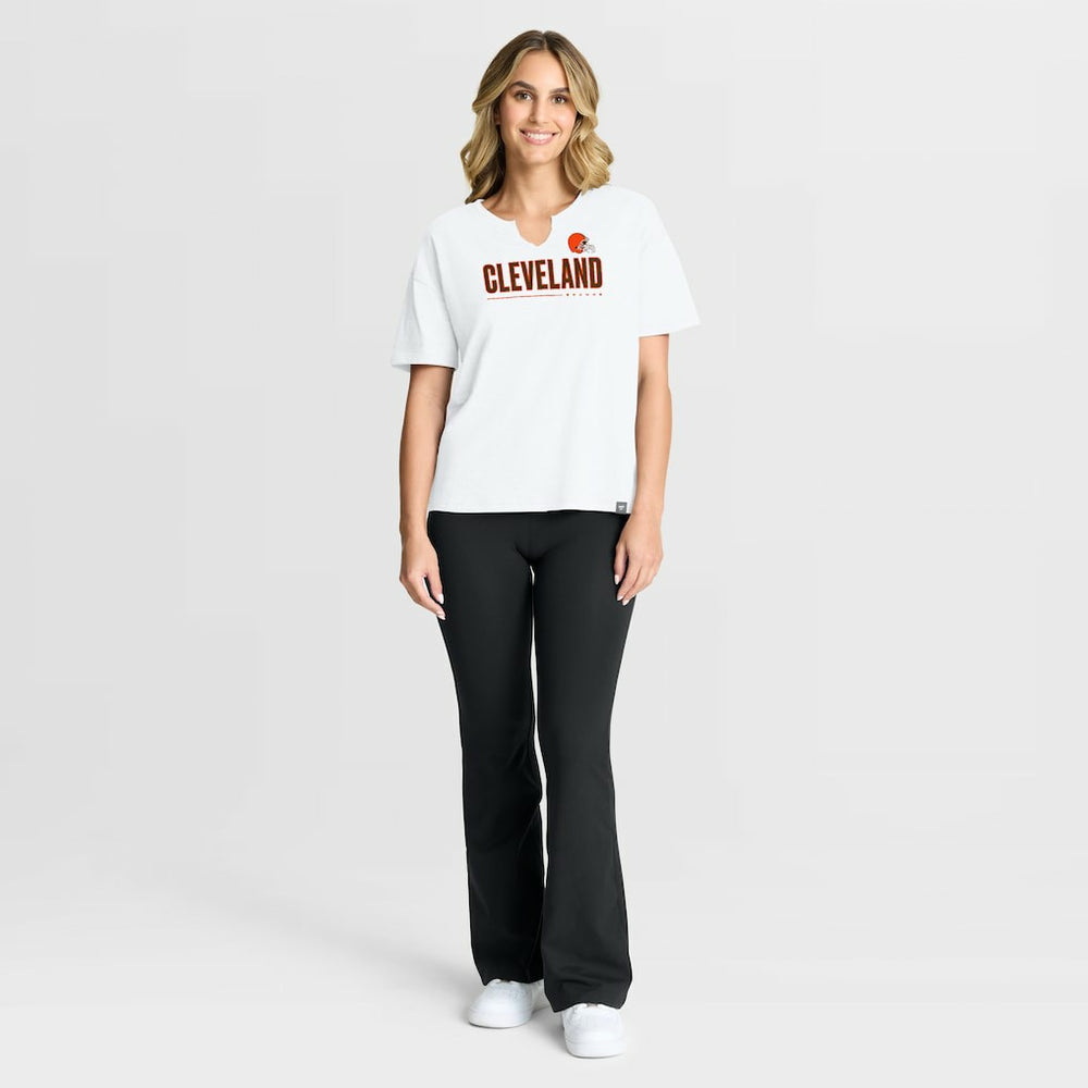 Cleveland Browns Women's Redzone Slub Boxy T-Shirt - White T-shirts