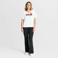 Cleveland Browns Women's Redzone Slub Boxy T-Shirt - White T-shirts