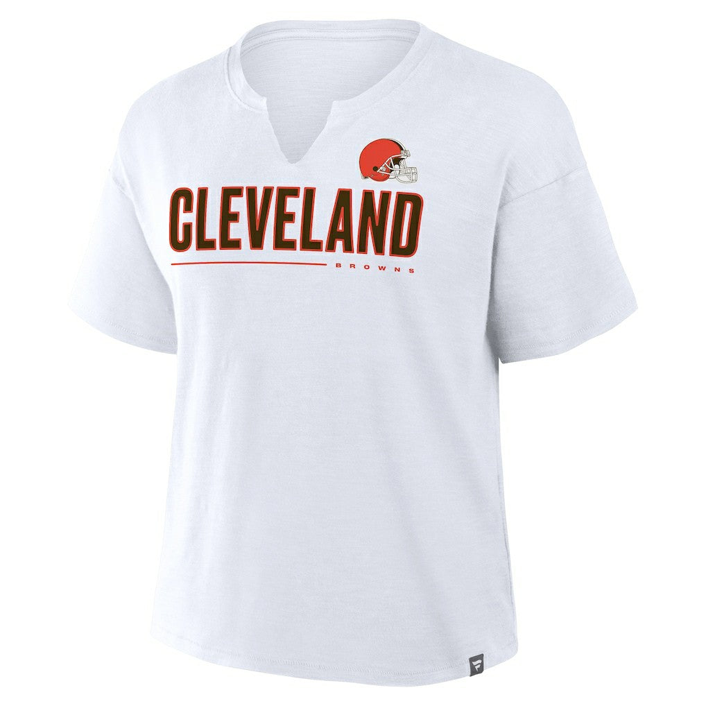 Cleveland Browns Women's Redzone Slub Boxy T-Shirt - White T-shirts
