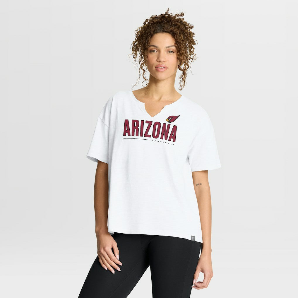 Arizona Cardinals Women's Redzone Slub Boxy T-Shirt - White T-shirts