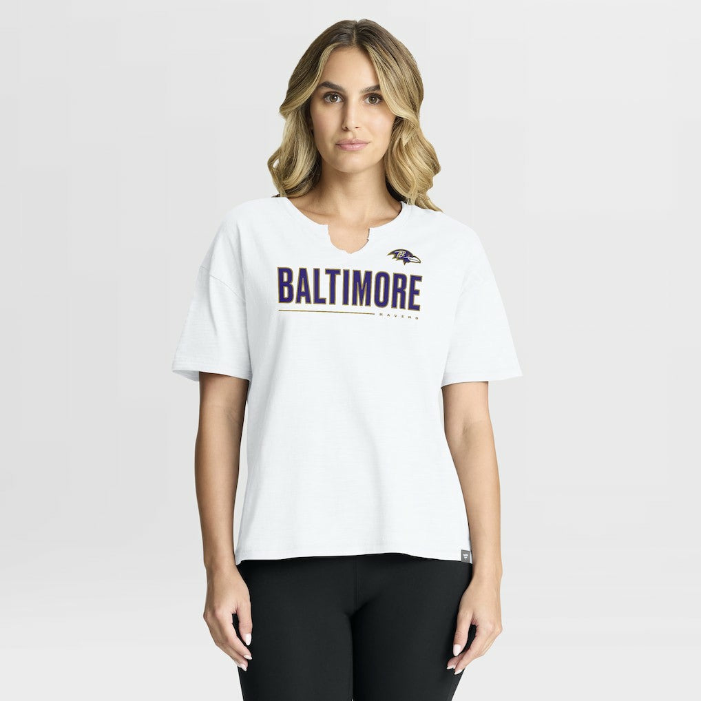 Baltimore Ravens Women's Redzone Slub Boxy T-Shirt - White T-shirts