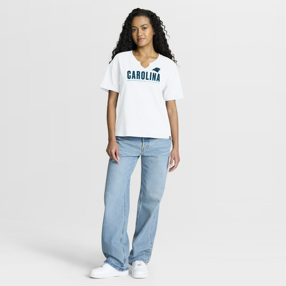 Carolina Panthers Women's Redzone Slub Boxy T-Shirt - White T-shirts