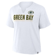 Green Bay Packers Women's Redzone Slub Boxy T-Shirt - White T-shirts