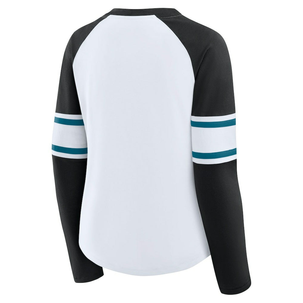 Jacksonville Jaguars Women's Redzone Blitz Package Raglan Lace-Up V-Neck Long Sleeve T-Shirt - White/Black T-shirts