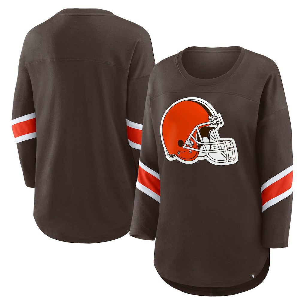 Cleveland Browns Women's Redzone 3/4-Sleeve T-Shirt - Brown T-shirts