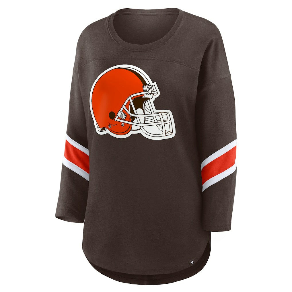 Cleveland Browns Women's Redzone 3/4-Sleeve T-Shirt - Brown T-shirts