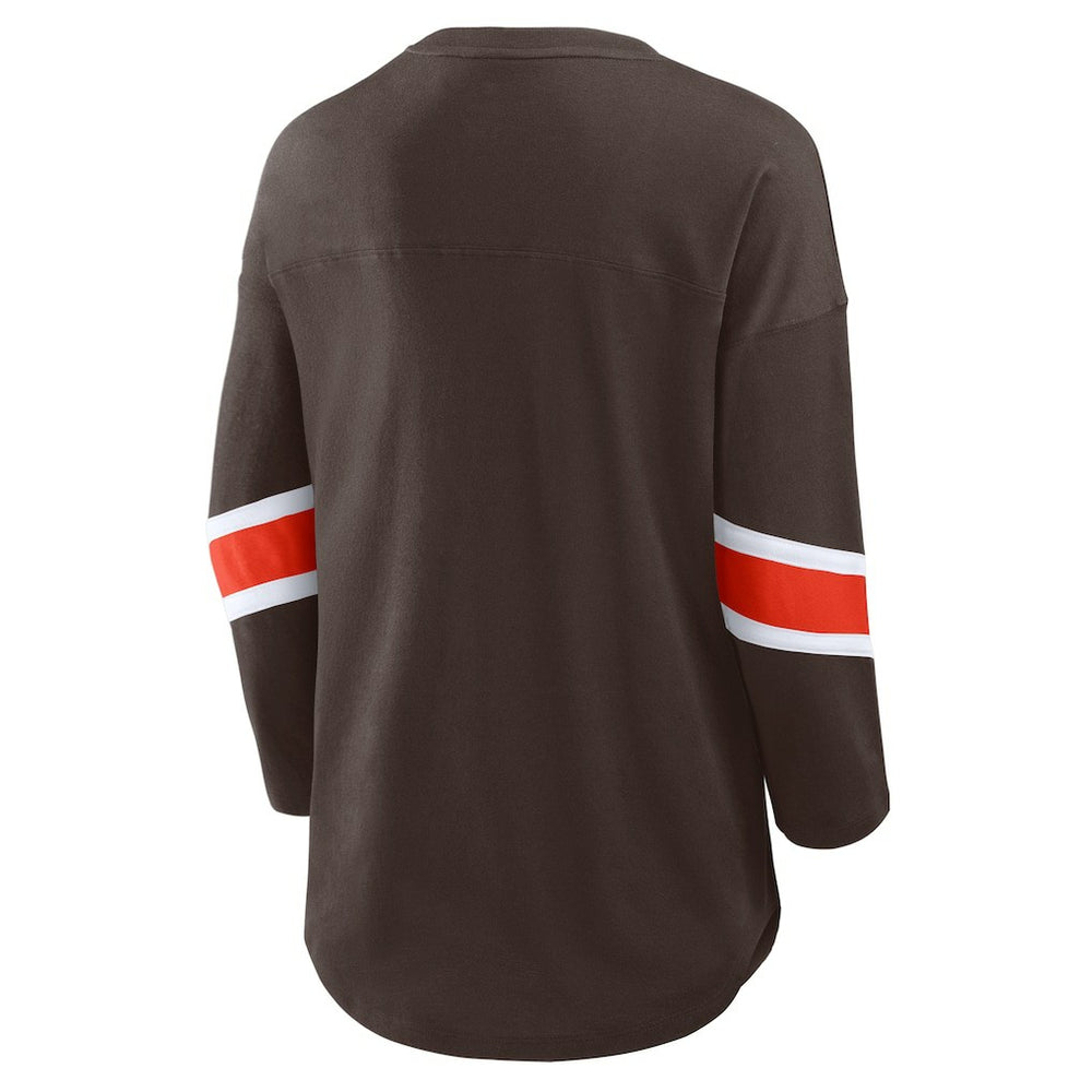Cleveland Browns Women's Redzone 3/4-Sleeve T-Shirt - Brown T-shirts