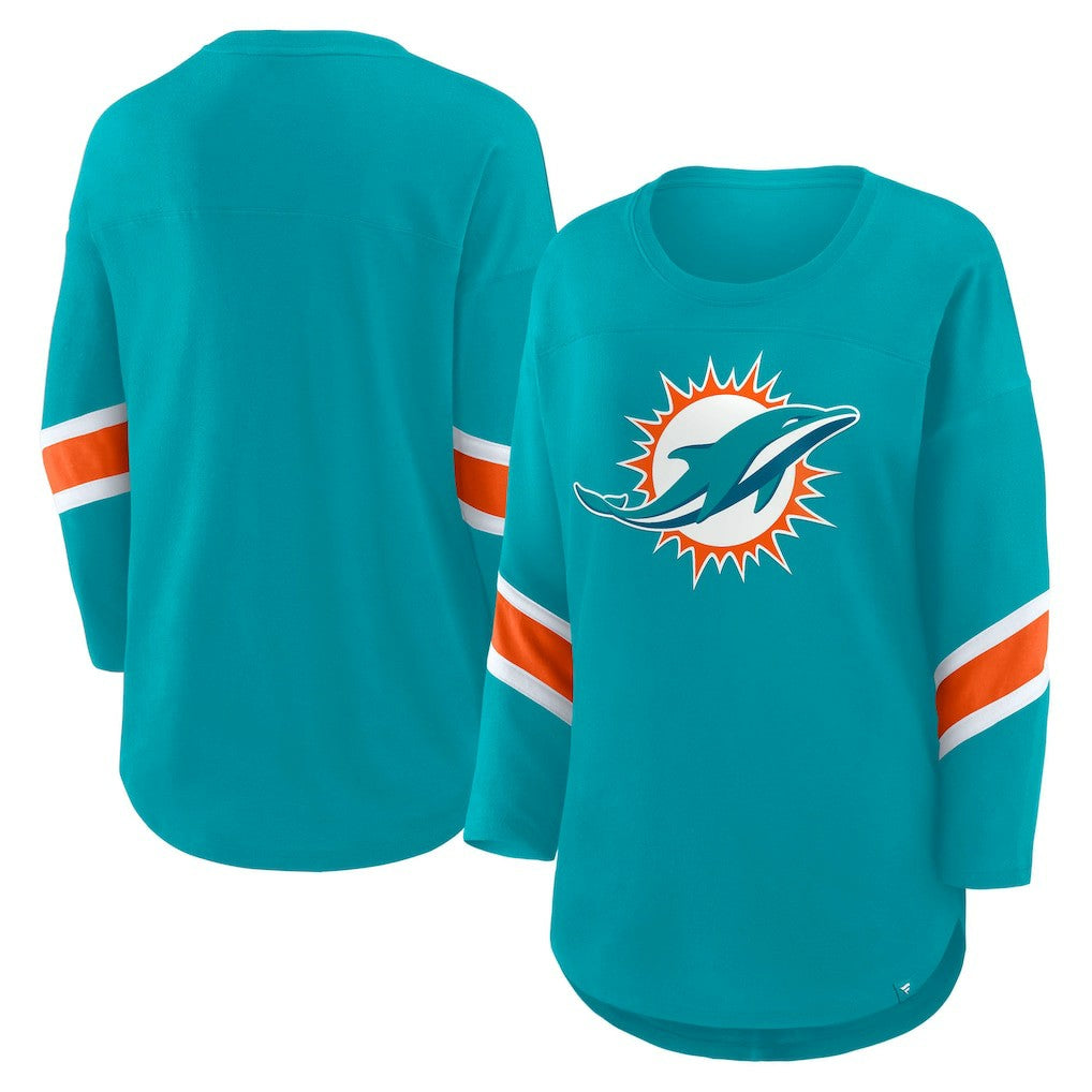 Miami Dolphins Women's Redzone 3/4-Sleeve T-Shirt - Aqua T-shirts