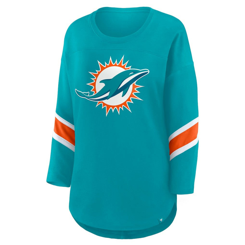 Miami Dolphins Women's Redzone 3/4-Sleeve T-Shirt - Aqua T-shirts