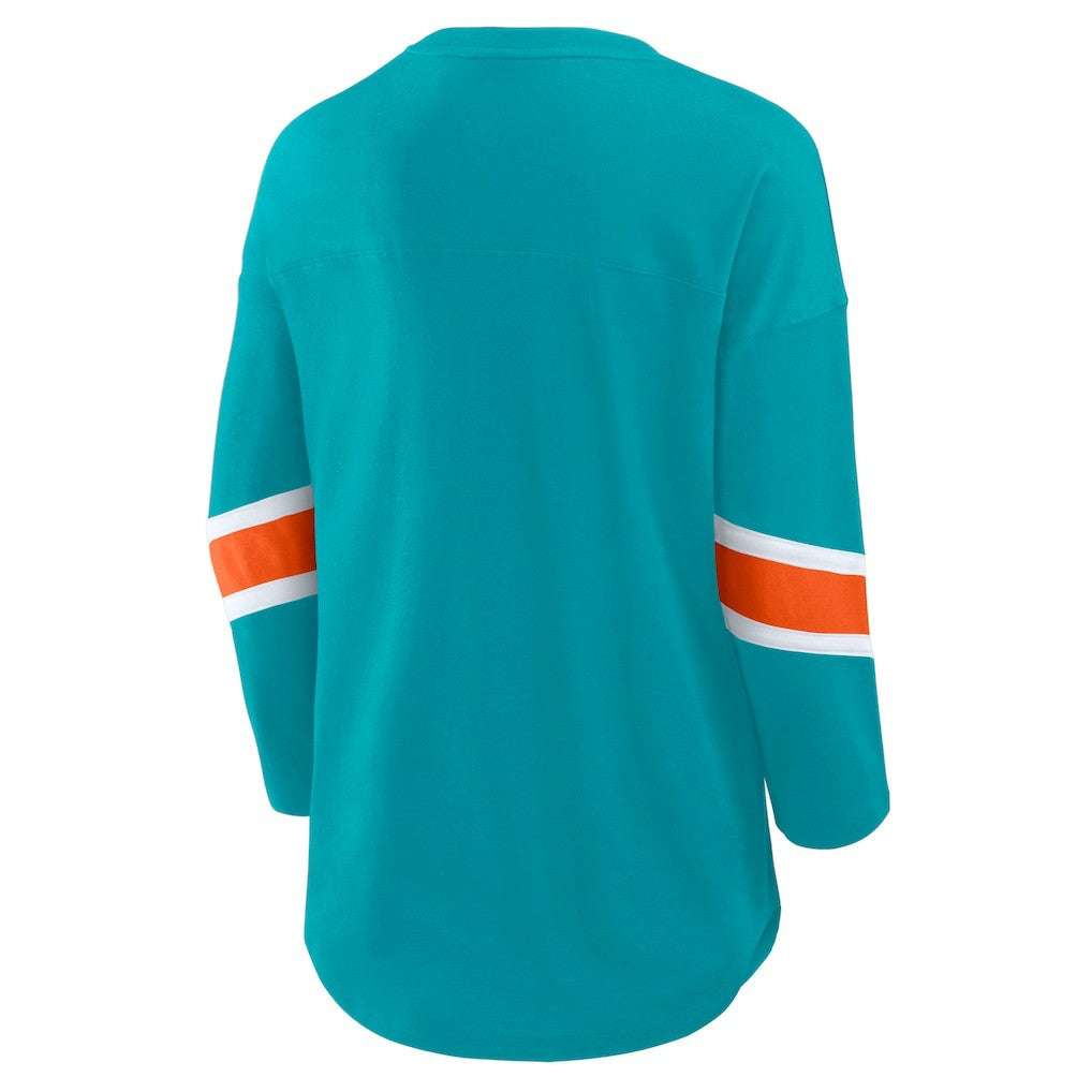 Miami Dolphins Women's Redzone 3/4-Sleeve T-Shirt - Aqua T-shirts