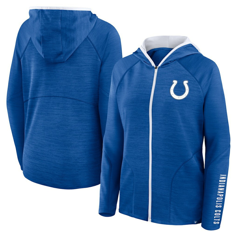 Indianapolis Colts Women's Redzone End Around Pass Raglan Full-Zip Hoodie - Royal Hoodies