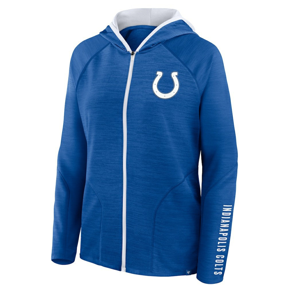Indianapolis Colts Women's Redzone End Around Pass Raglan Full-Zip Hoodie - Royal Hoodies