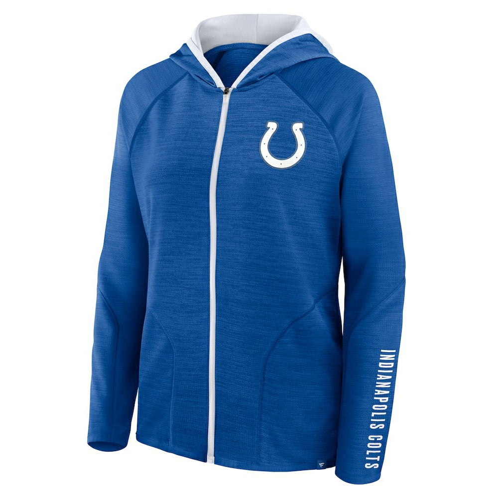 Indianapolis Colts Women's Redzone End Around Pass Raglan Full-Zip Hoodie - Royal Hoodies