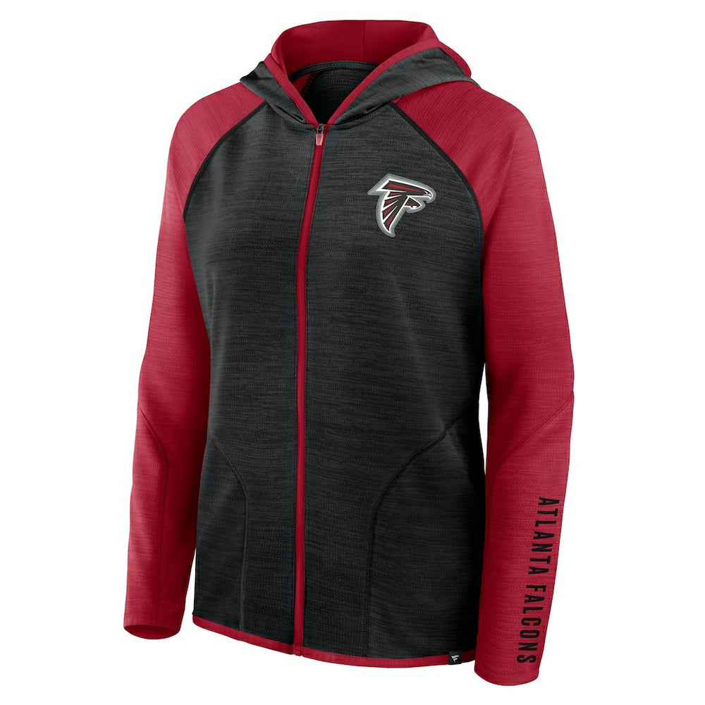 Atlanta Falcons Women's Redzone End Around Pass Raglan Full-Zip Hoodie - Black/Red Hoodies