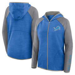 Detroit Lions Women's Redzone End Around Pass Raglan Full-Zip Hoodie - Blue/Gray Hoodies