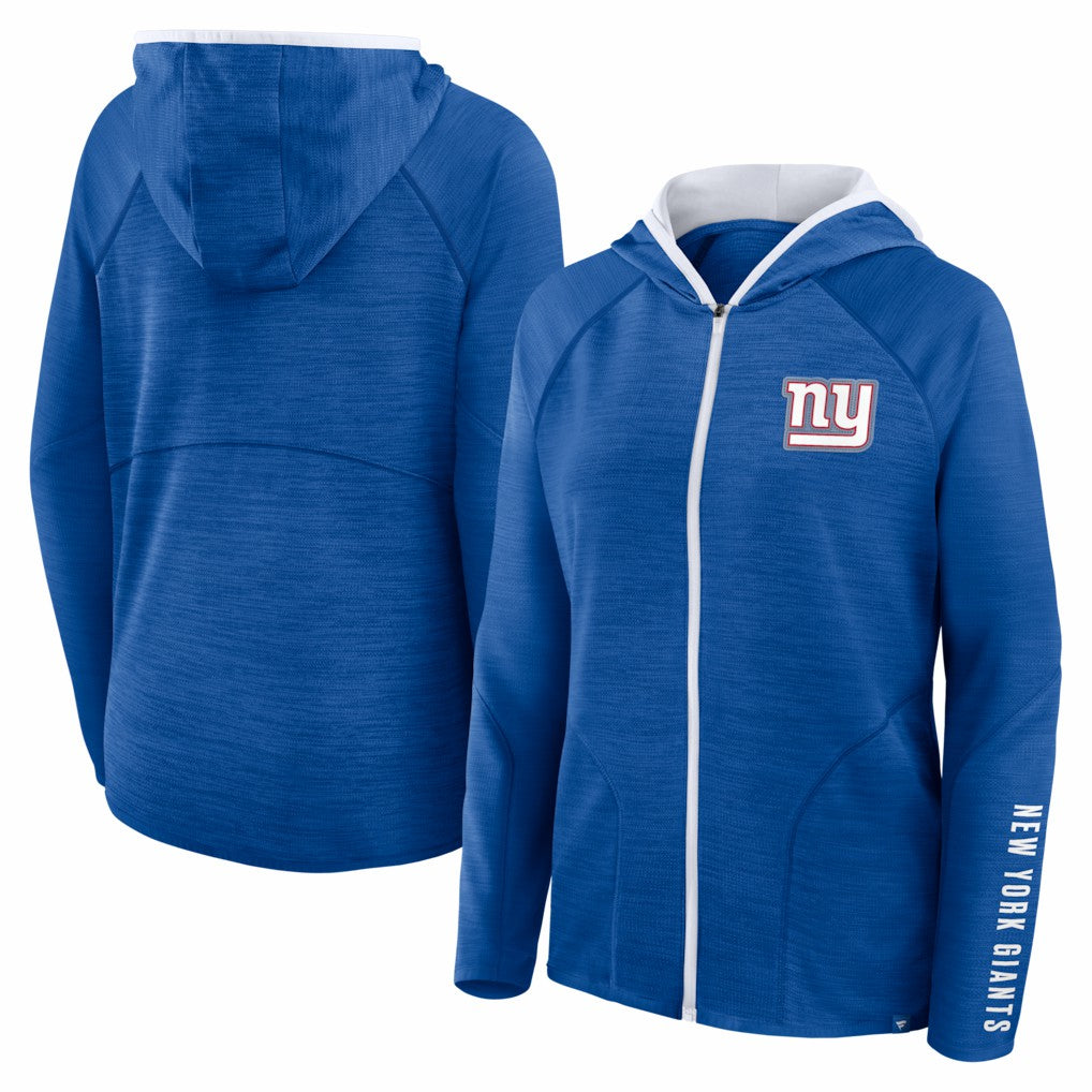 New York Giants Women's Redzone End Around Pass Raglan Full-Zip Hoodie - Royal Hoodies