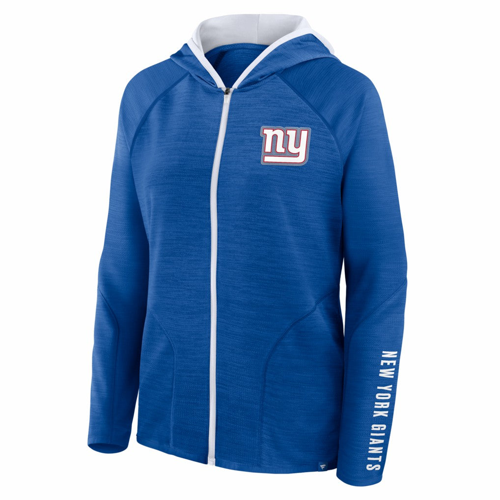 New York Giants Women's Redzone End Around Pass Raglan Full-Zip Hoodie - Royal Hoodies
