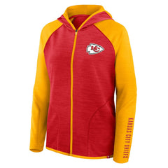 Kansas City Chiefs Women's Redzone End Around Pass Raglan Full-Zip Hoodie - Red/Gold Hoodies