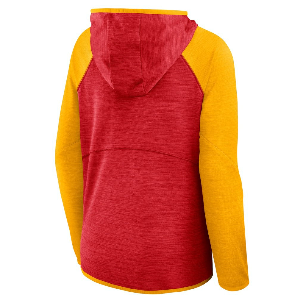 Kansas City Chiefs Women's Redzone End Around Pass Raglan Full-Zip Hoodie - Red/Gold Hoodies