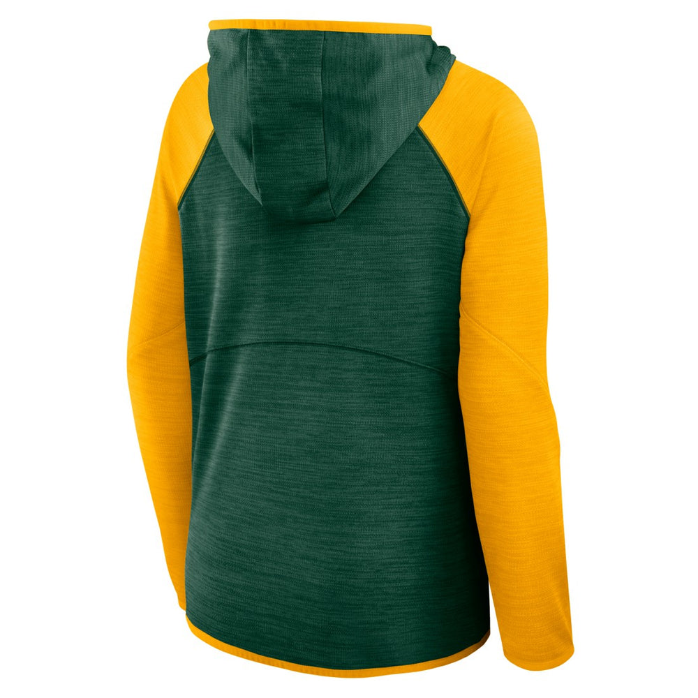 Green Bay Packers Women's Redzone End Around Pass Raglan Full-Zip Hoodie - Green/Gold Hoodies