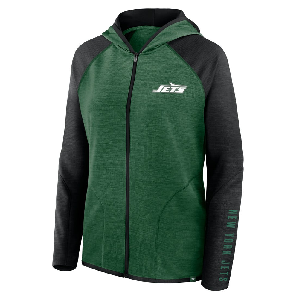 New York Jets Women's Redzone End Around Pass Raglan Full-Zip Hoodie - Green/Black Hoodies