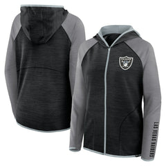 Las Vegas Raiders Women's Redzone End Around Pass Raglan Full-Zip Hoodie - Black/Gray Hoodies