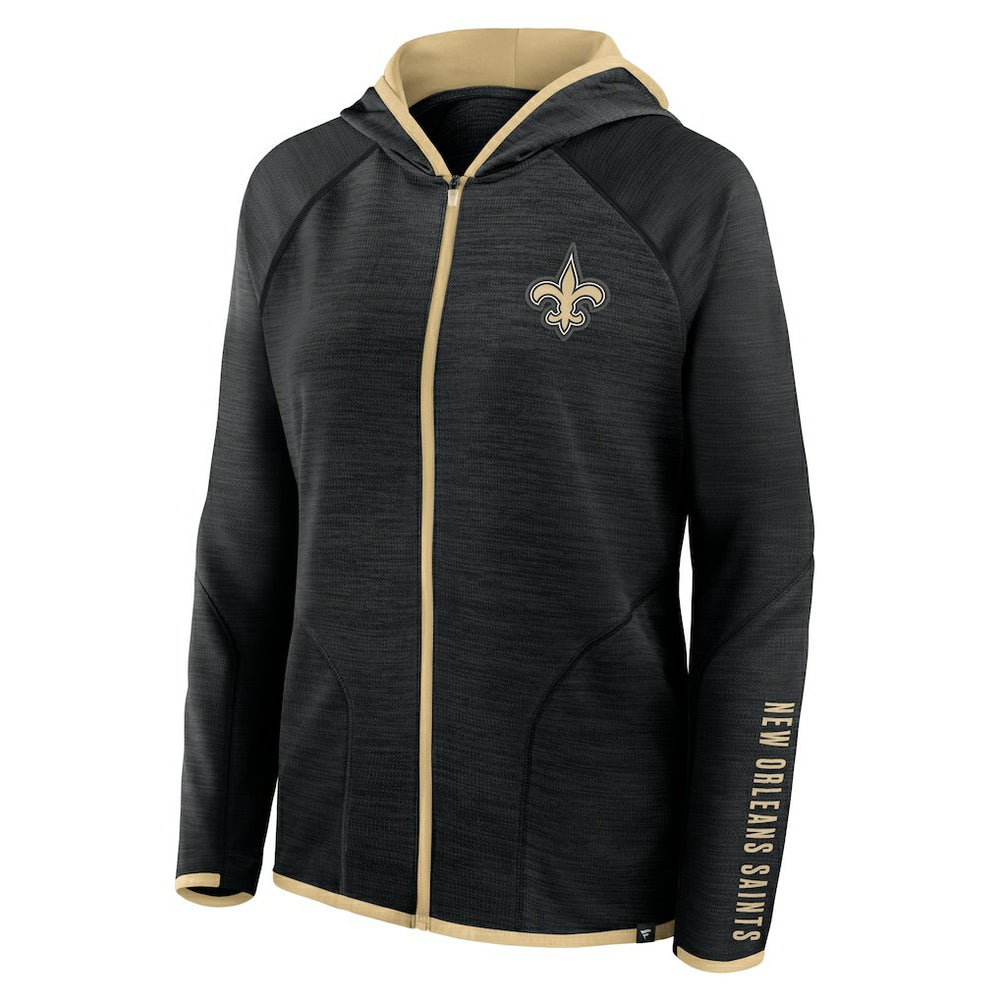 New Orleans Saints Women's Redzone End Around Pass Raglan Full-Zip Hoodie - Black Hoodies