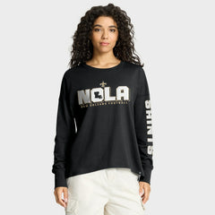 New Orleans Saints Women's Hometown Legacy Long Sleeve T-Shirt - Black T-shirts
