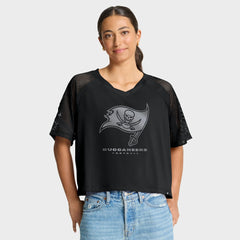 Tampa Bay Buccaneers Women's Oversized Raglan V-Neck Blackout Fashion Jersey