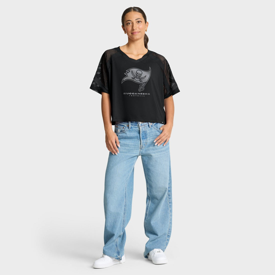 Tampa Bay Buccaneers Women's Oversized Raglan V-Neck Blackout Fashion Jersey