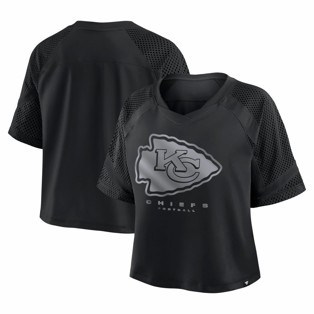 Kansas City Chiefs Women's Oversized Raglan V-Neck Blackout Fashion Jersey