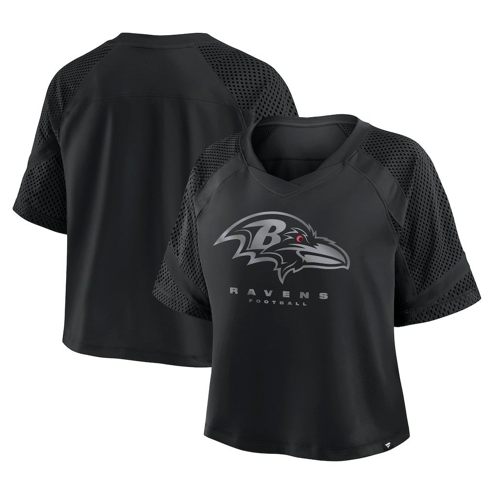 Baltimore Ravens Women's Oversized Raglan V-Neck Blackout Fashion Jersey