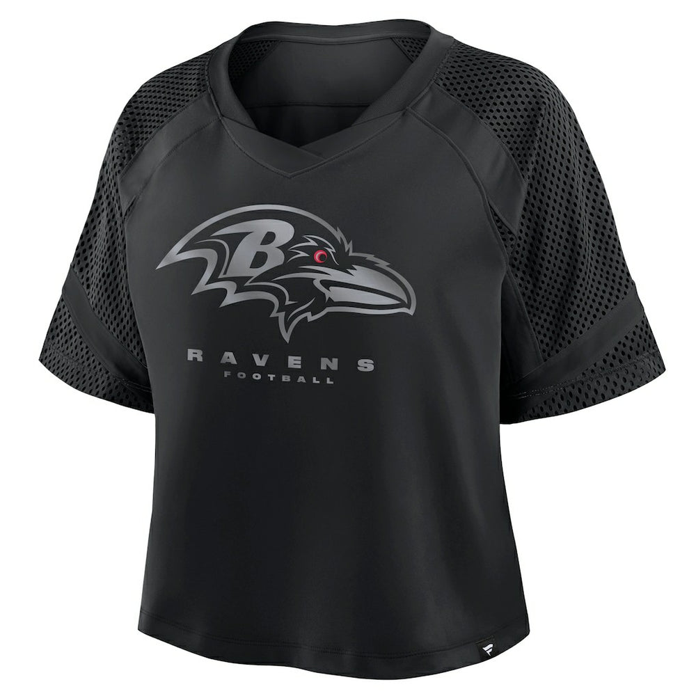 Baltimore Ravens Women's Oversized Raglan V-Neck Blackout Fashion Jersey