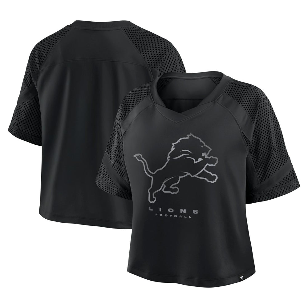 Detroit Lions Women's Oversized Raglan V-Neck Blackout Fashion Jersey