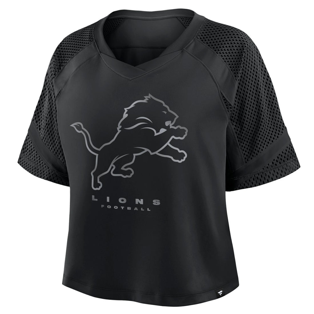 Detroit Lions Women's Oversized Raglan V-Neck Blackout Fashion Jersey