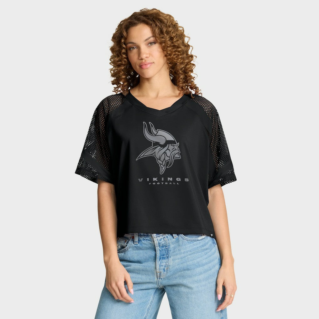Minnesota Vikings Women's Oversized Raglan V-Neck Blackout Fashion Jersey