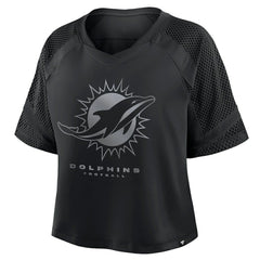 Miami Dolphins Women's Oversized Raglan V-Neck Blackout Fashion Jersey - Body; 100% Polyester - Sleeve; 97% Polyester/3% Elastane - Neckband Jerseys