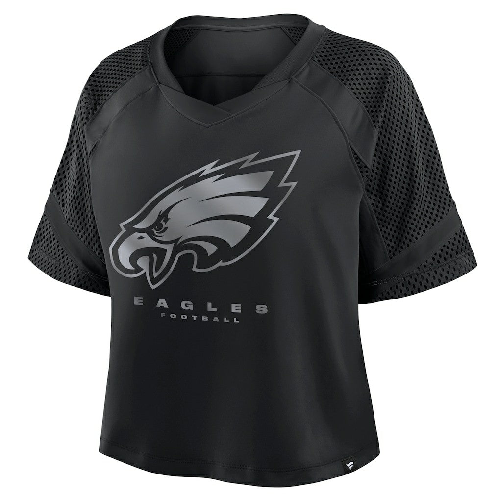 Philadelphia Eagles Women's Oversized Raglan V-Neck Blackout Fashion Jersey