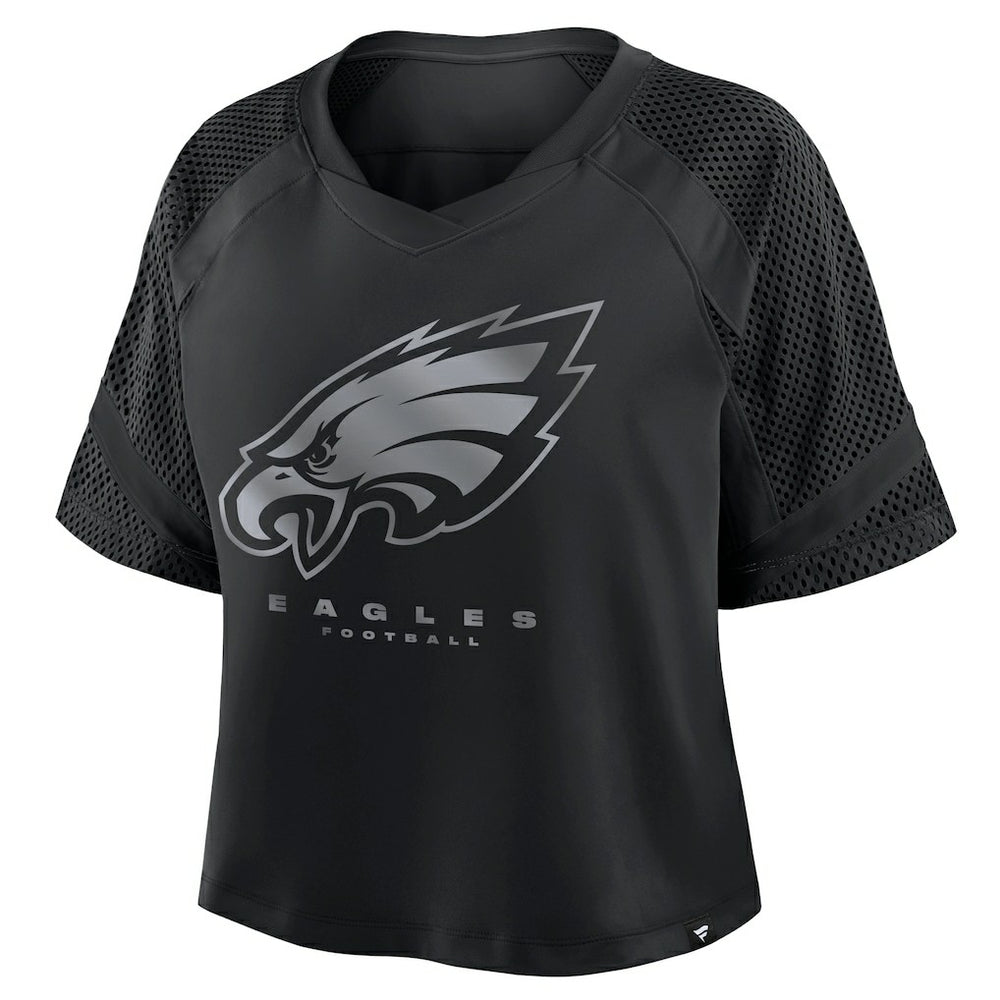 Philadelphia Eagles Women's Oversized Raglan V-Neck Blackout Fashion Jersey
