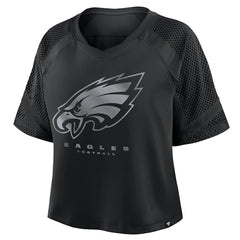 Philadelphia Eagles Women's Oversized Raglan V-Neck Blackout Fashion Jersey