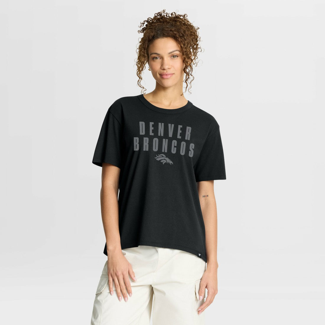 Denver Broncos Women's Blackout Kneel Down Legacy T-Shirt - Black T-shirts