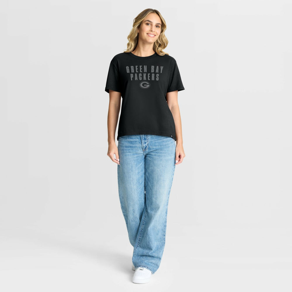 Green Bay Packers Women's Blackout Kneel Down Legacy T-Shirt - Black T-shirts