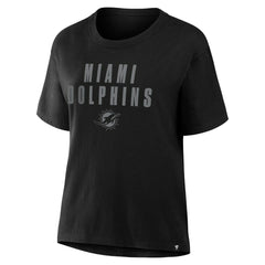 Miami Dolphins Women's Blackout Kneel Down Legacy T-Shirt - Black T-shirts