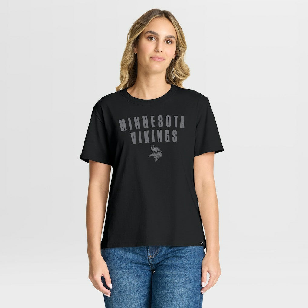 Minnesota Vikings Women's Blackout Kneel Down Legacy T-Shirt - Black T-shirts