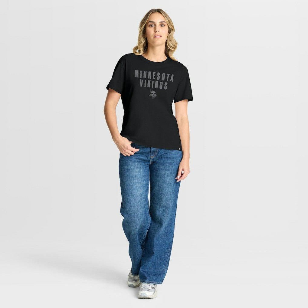Minnesota Vikings Women's Blackout Kneel Down Legacy T-Shirt - Black T-shirts