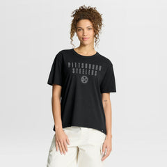 Pittsburgh Steelers Women's Blackout Kneel Down Legacy T-Shirt - Black T-shirts