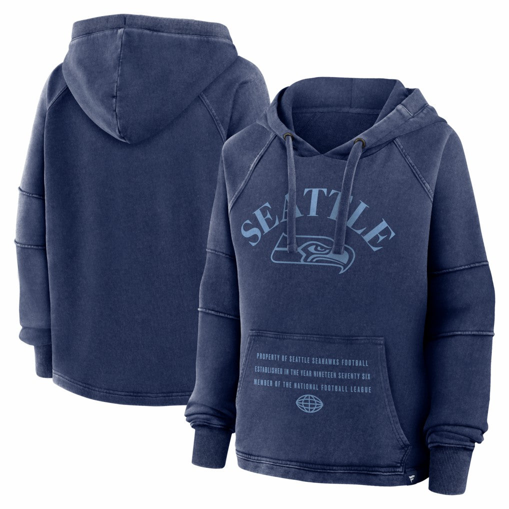 Seattle Seahawks Women's Oversized Raglan Gridiron Hoodie - Navy Hoodies